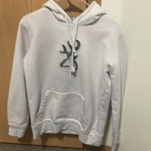browning white hoodie with hood and camo logo